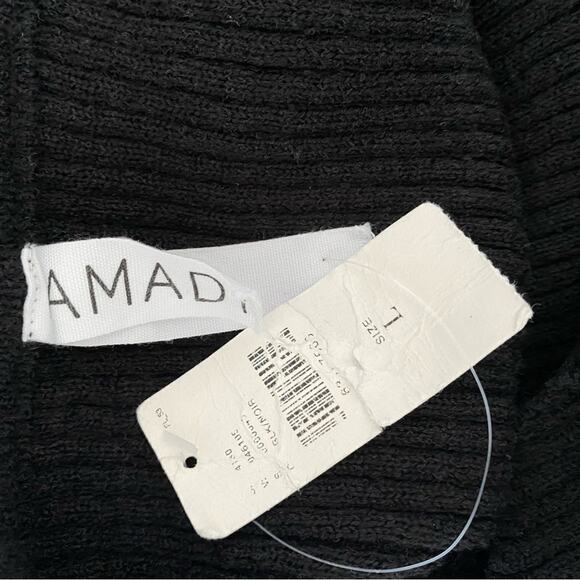 Amadi Anthropologie NWTs Black Knit Midi Ribbed Dress size large - Picture 9 of 10